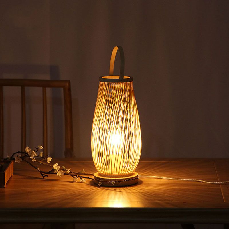 Bambus Tischlampe Henkelkorb Design Landhaus Design