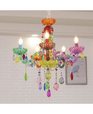 LED Pendelleuchte Kristall Bunt für Kinderzimmer