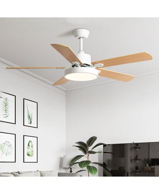 Led Deckenventilator mit Beleuchtung aus Acryl 5 Holz Flügel