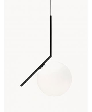 Mundgeblasene Pendelleuchte aus Glas Metall