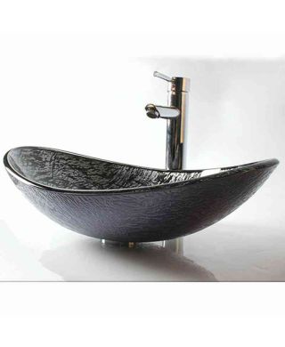 Glas Waschschale Aufsatz Oval (Wasserhahn nicht inkl.)
