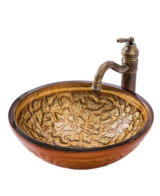 Glas Waschschale Aufsatz Rund D42cm