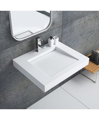 Waschtisch Wandmontage aus Kunststein Eckig L60xB50cm ohne Armatur
