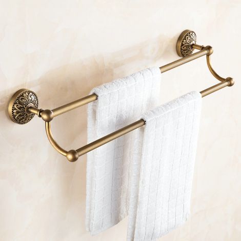 Antik Messing Handtuchstange Zweiarmig im Badezimmer