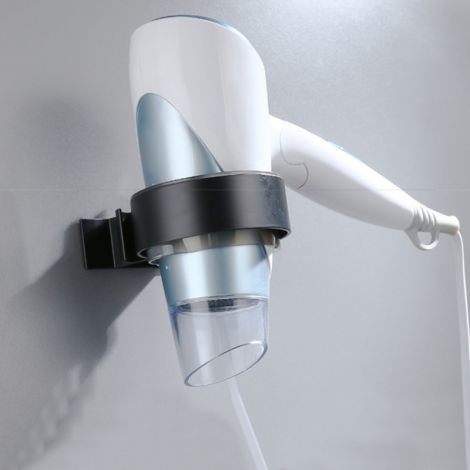 Haartrocknerhalter Wandmontage aus Aluminium in Schwarz