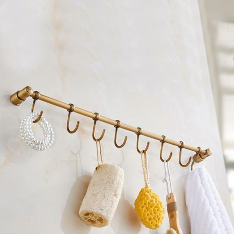 Garderobenleiste Wandhaken für Badezimmer in Antik Messing