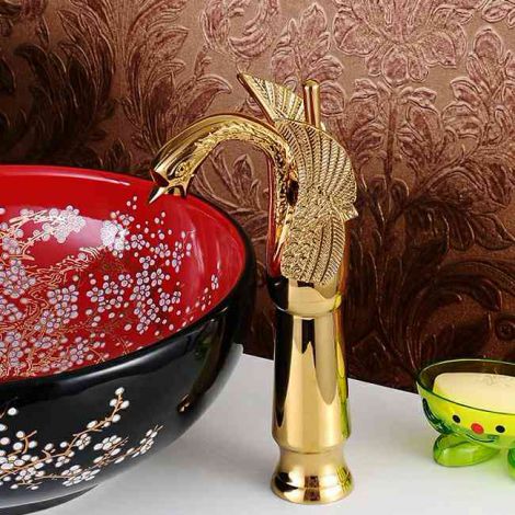 Waschtischmischer Einhand Schwan Design in Gold