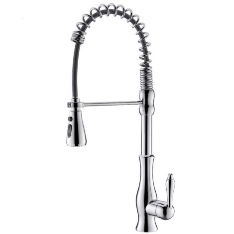 Spültischmischer Einhand mit Spiralfeder ausziehbarem Auslauf H58cm