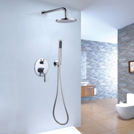 Duschsystem Unterputz Wandmontage mit Handbrause in Chrom