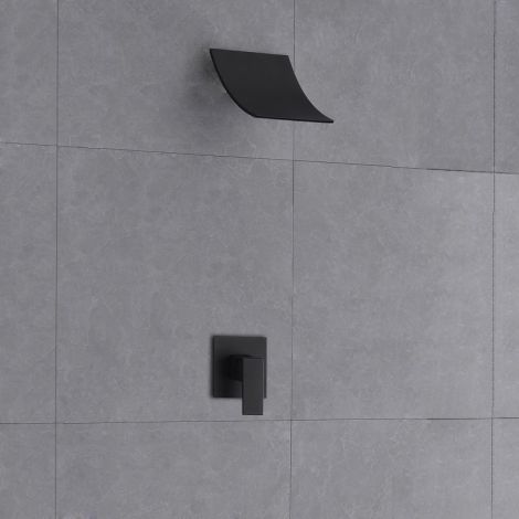 Duscharmatur Wasserfall Wandmontage Einhand in Schwarz