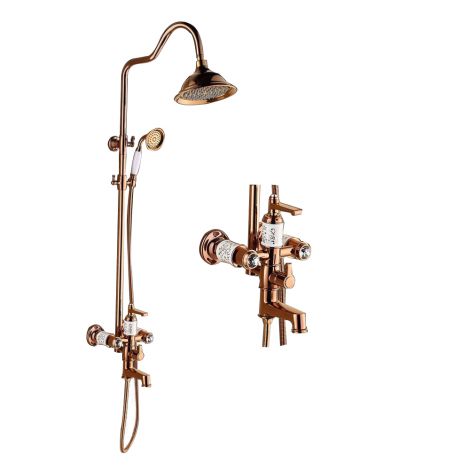 Regendusche Set Rund mit Wannenbatterie Einhand mit Handbrause