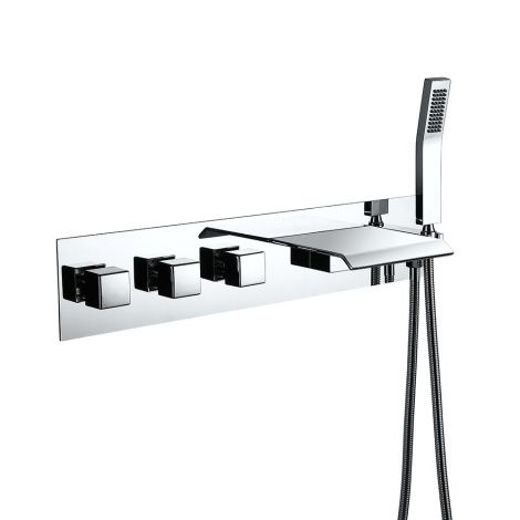 Wannenbatterie Unterputz Wandmontage mit Handbrause in Chrom