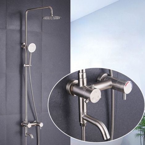 Duschsäule mit Aufputz-Thermostat aus Edelstahl für Wandmontage