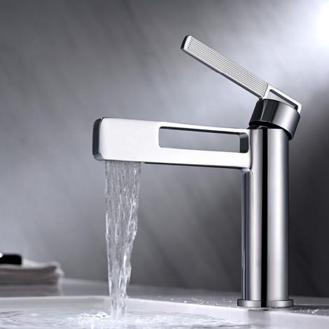 Waschtischarmatur Wasserfall Einhebel Hohes Design aus Messing