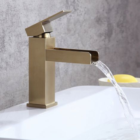 Wasserfall Waschtischarmatur mit Ablaufgarnitur Gebürstet Farbe