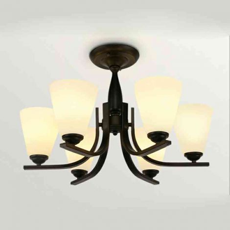 Kronleuchter aus Glas Eisen in Schwarz E27 6 flammig