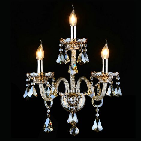 Europäische Vintage Licht Luxus Kristall 3-Licht Wandleuchte