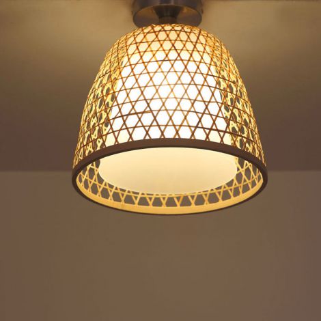 Deckenlampe aus Holz in Holzfarbe E27 1 flammig