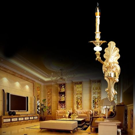 Luxus-Wandleuchte mit Goldblatt-Dekor und Jade-Akzenten