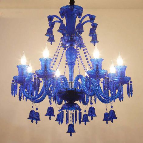 Europäische Kronleuchter Kristall Glas Blau