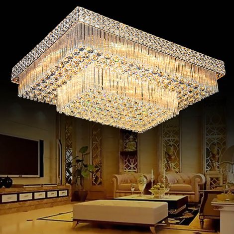 LED Deckenleuchte Kristall Eckig für Wohnzimmer