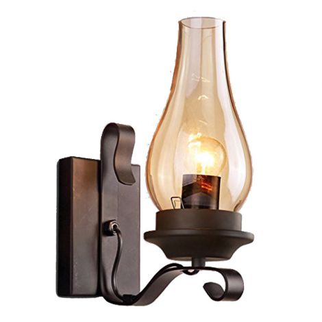 Wandleuchte Landhausstil aus Glas Eisen E27 1 flammig