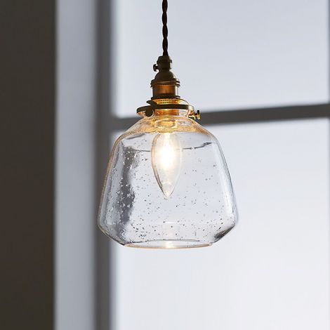 Hängeleuchte aus Glas in Transparent/Beige E14 1 flammig