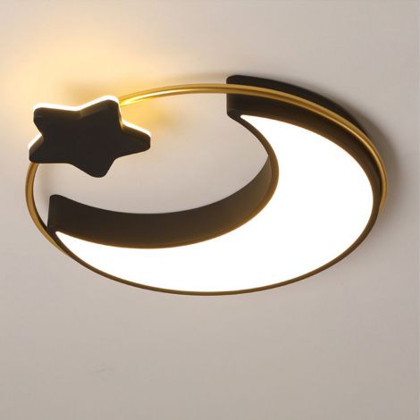 Led Deckenleuchte Mond im Ring aus Aluminium Acryl D50cm
