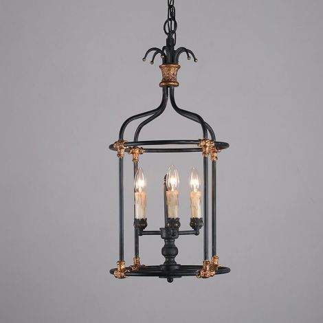 Stilvolle Pendelleuchte Vogelkäfig Design aus Eisen 3 flammig