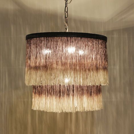 Pendelleuchte mit Baumwollgarnschirm aus Eisen 4 flammig
