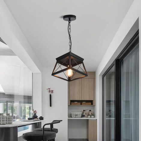 Retro Metall-Pendelleuchte mit Vintage-Optik und Trapez-Form für Wohnräume