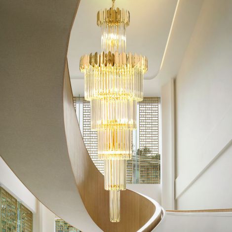 Luxus Pendelleuchte Kristall Lang für Hotel