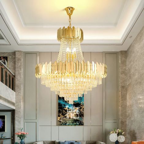 Kristall Pendelleuchte Luxus Lang für Hotel