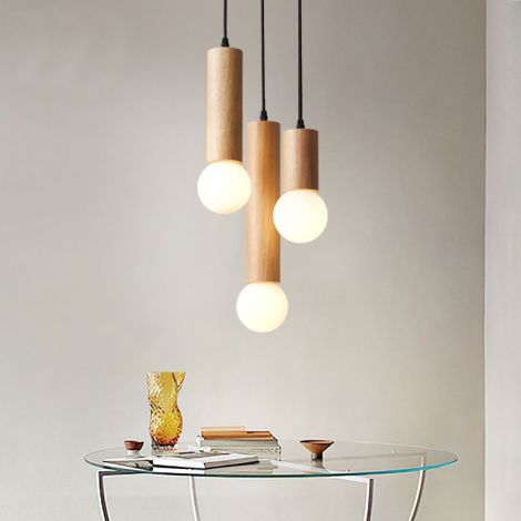 Japanische Pendelleuchte 3-armig Gummibaum Design
