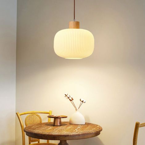 Japanische Pendellaterne Glas Holz Wohnzimmer