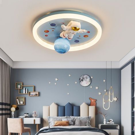 Runde Led Deckenleuchte Spaceman Design aus Eisen Acryl