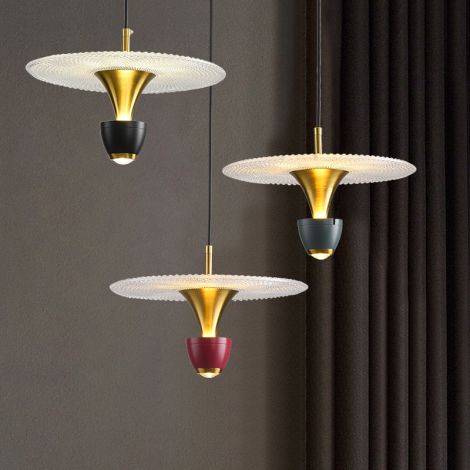 Led Pendelleuchte aus Aluminium mit Acrylschirm1 flammig