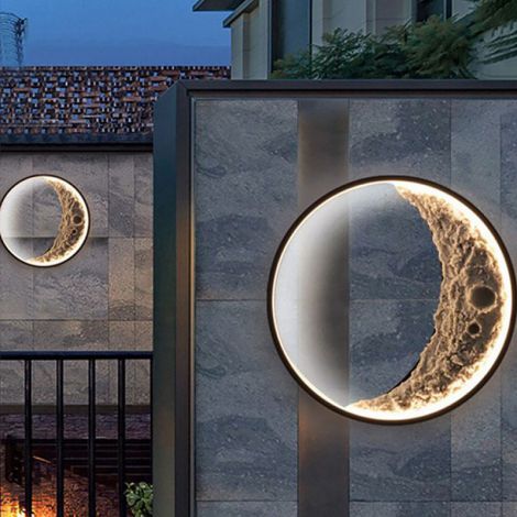 LED Wandleuchte Mond Design IP65 aus Edelstahl Resin 1 flammig