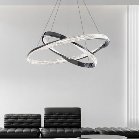 LED Pendelleuchte Doppelring Acryl Eisen