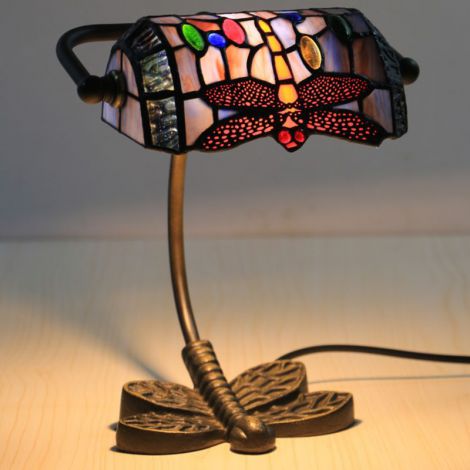 Tiffany Tischlampe mit Libellen Design aus Glas Zinklegierung 1 flammig
