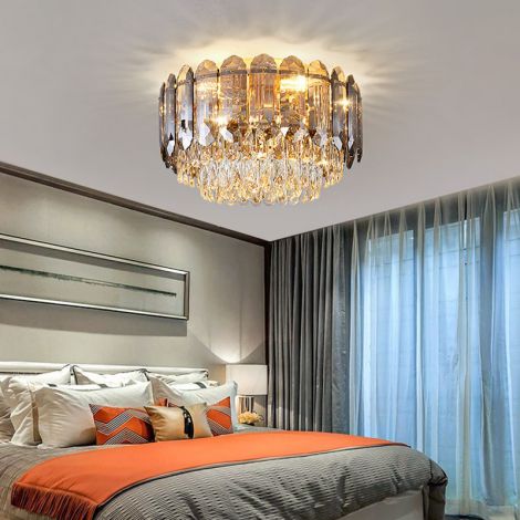 Moderne rauchgraue Kristall Deckenleuchte edel