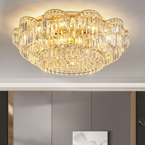 24 flammige Blüten Kristall Deckenleuchte