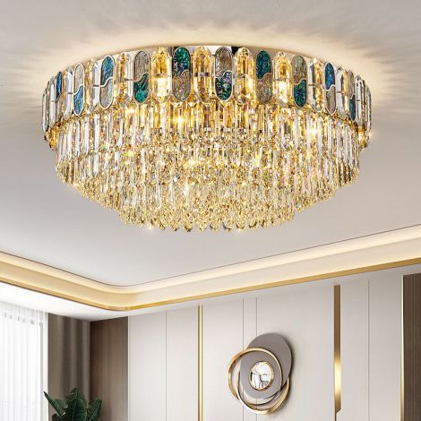 Edle chromfarbene Kristall Deckenleuchte