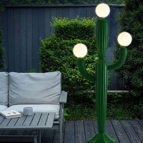 Outdoor Stehleuchte Kaktus Design Wasserdicht aus Resin Glas 3 flammig