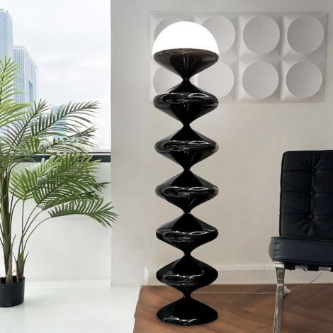 Kunstvolle Stehleuchte Abakus Design aus Glas Eisen 1 flammig