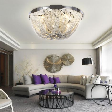 Moderne Deckenleuchte D80cm aus Eisen und Aluminium 10 flammig