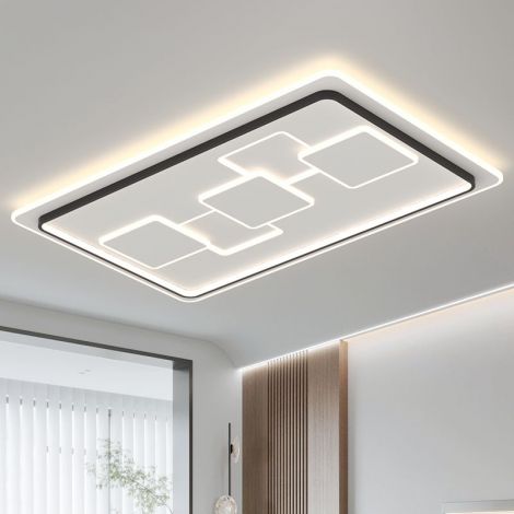 LED Deckenleuchte Rechteckig in Weiß/Schwarz