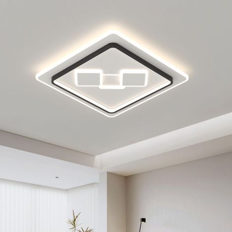 LED Deckenleuchte Quadratisch in Weiß/Schwarz