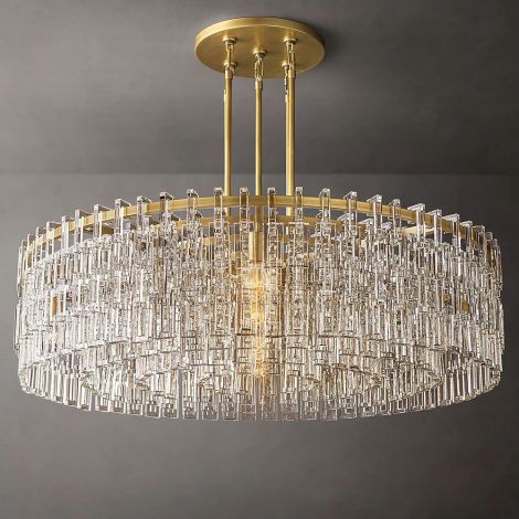 Pendelleuchte Landhausstil aus Kristall Eisen D80cm