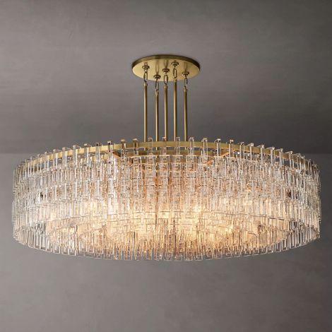 Pendelleuchte Kristall Rundes Design aus Eisen D100cm